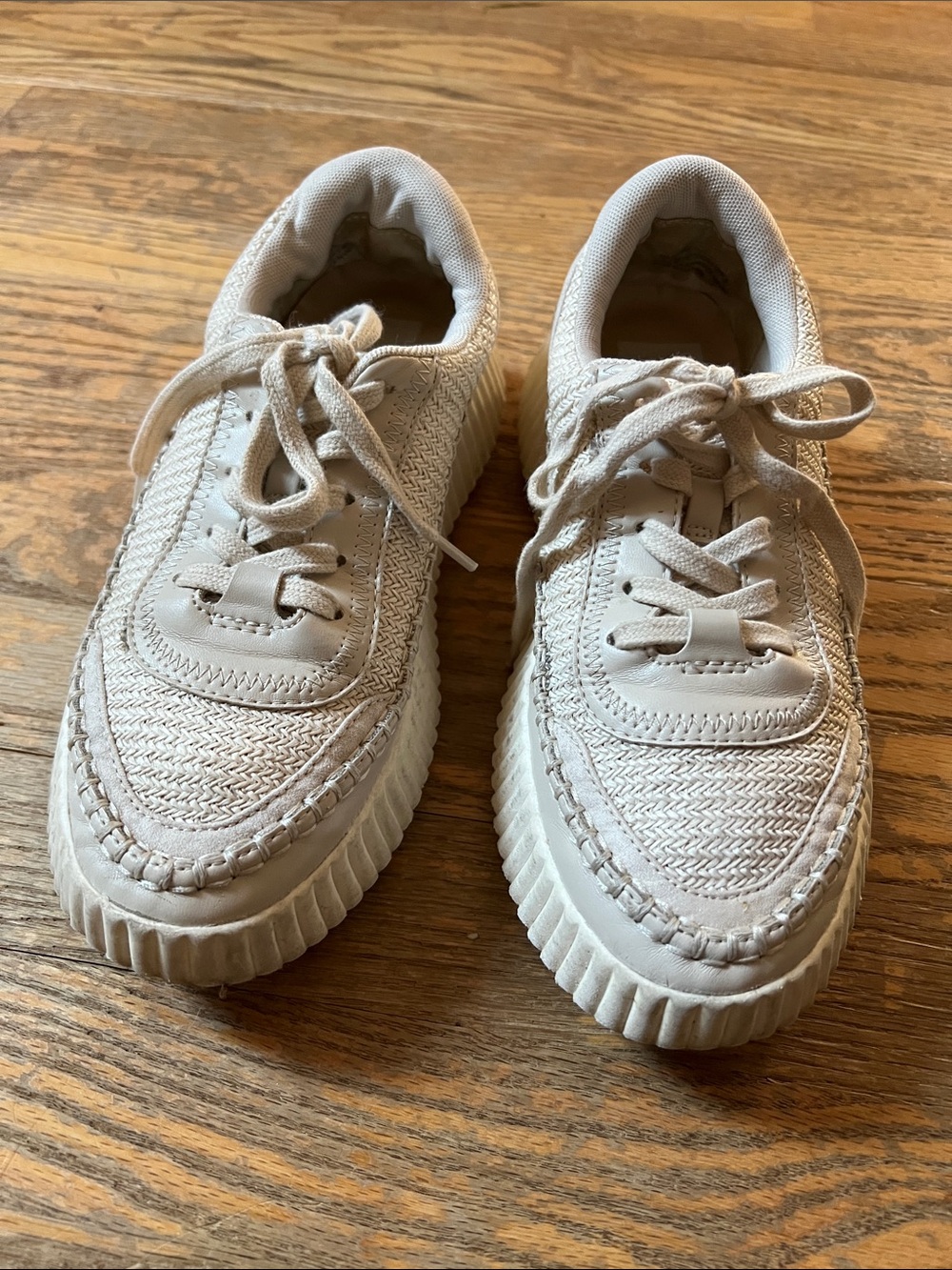 Women’s size 8 Dolce Vita fabric neutral creme sneakers slight platform